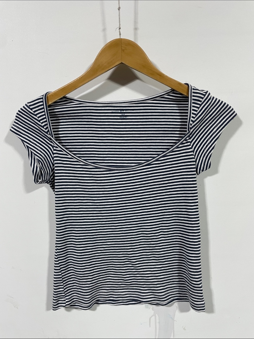 Striped Scoop Neck Short Sleeve Top - Black & White